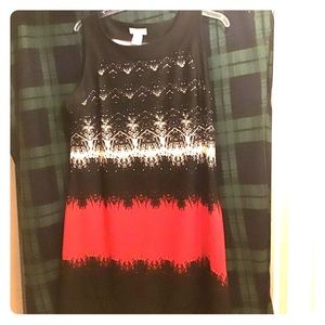 Black red and white dress